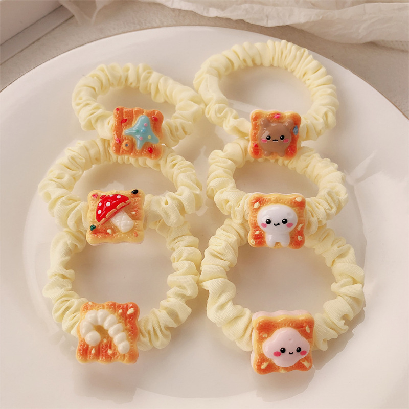 Hermosas nubes amarillas leche estrellas de mar intestino delgado anillo de cabello de la niña dulce banda de goma cuerda de cabeza nueva cuerda de cabello de dibujos animados adornos para el cabello