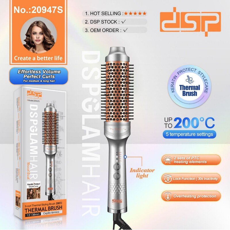 Dsp/Dansong Home Use Hair Straightening Comb Multifunctional Comb for Straight Hair and Curly Hair, Blow-Dry Comb, Volumizing Comb 20947S