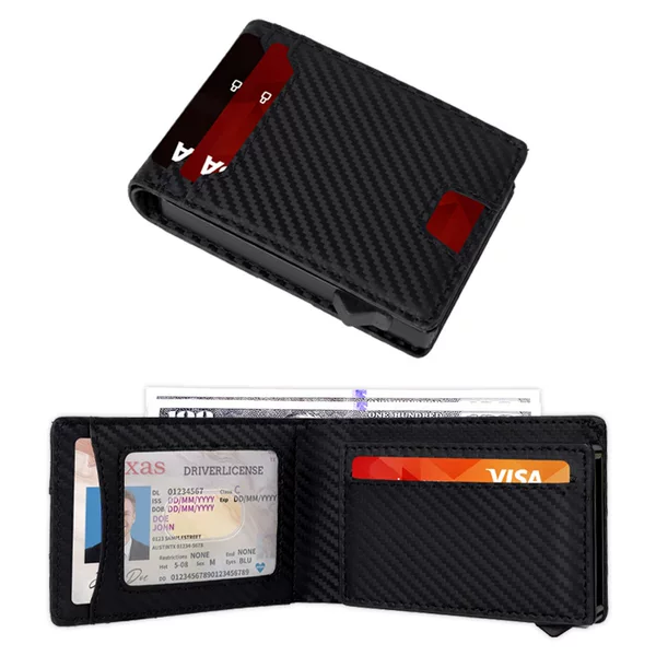 Amazon large-capacity flip-top magnetic card holder, portable multi-card wallet, men's multi-functional card and document organizer