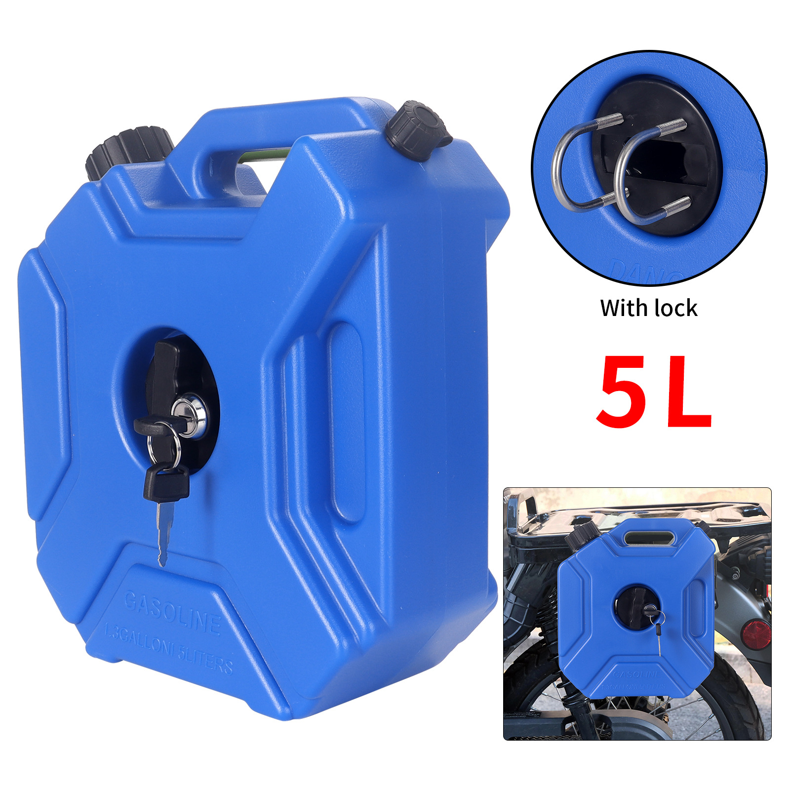 Wholesale Car and Motorcycle Spare Fuel Tank 5L with Lock Emergency Oil Pot Diesel Gasoline Plastic Oil Barrel Thickeneded Cross-Border