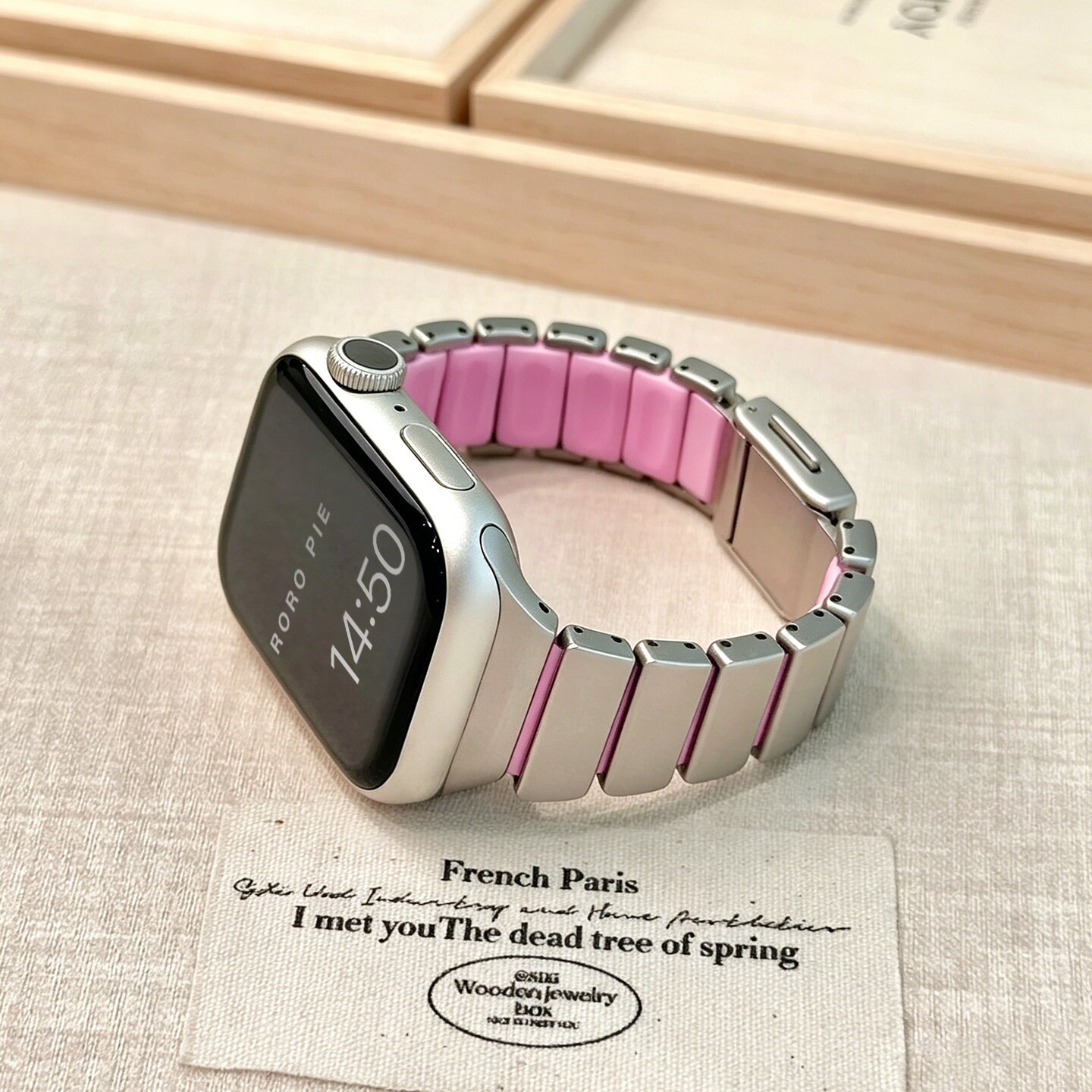 适用苹果S11表带iwatch10不锈钢硅胶 S9/8/7磁吸扣S12金属女款
