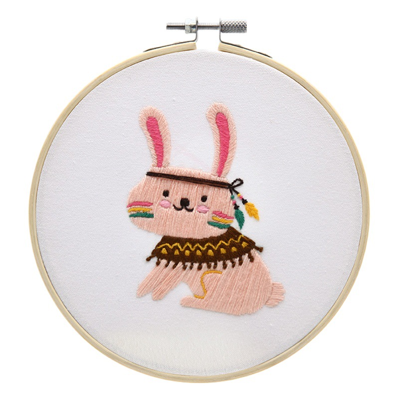 Lindo de dibujos animados bordado los niños DIY paquete material hecho a mano novato haciendo punto cruz entrada decoración colgante pintura