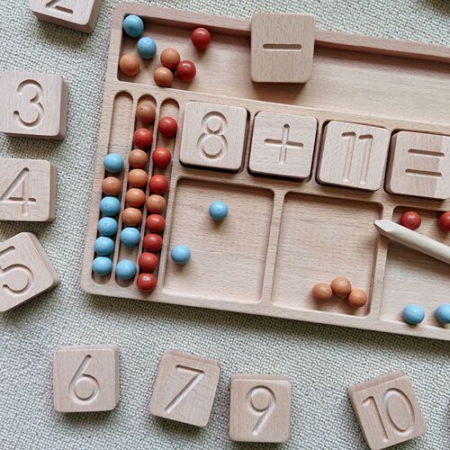 Number block operation toy educational tool beech solid wood Nordic minimalist style handwritten preschool intelligence wooden plaything