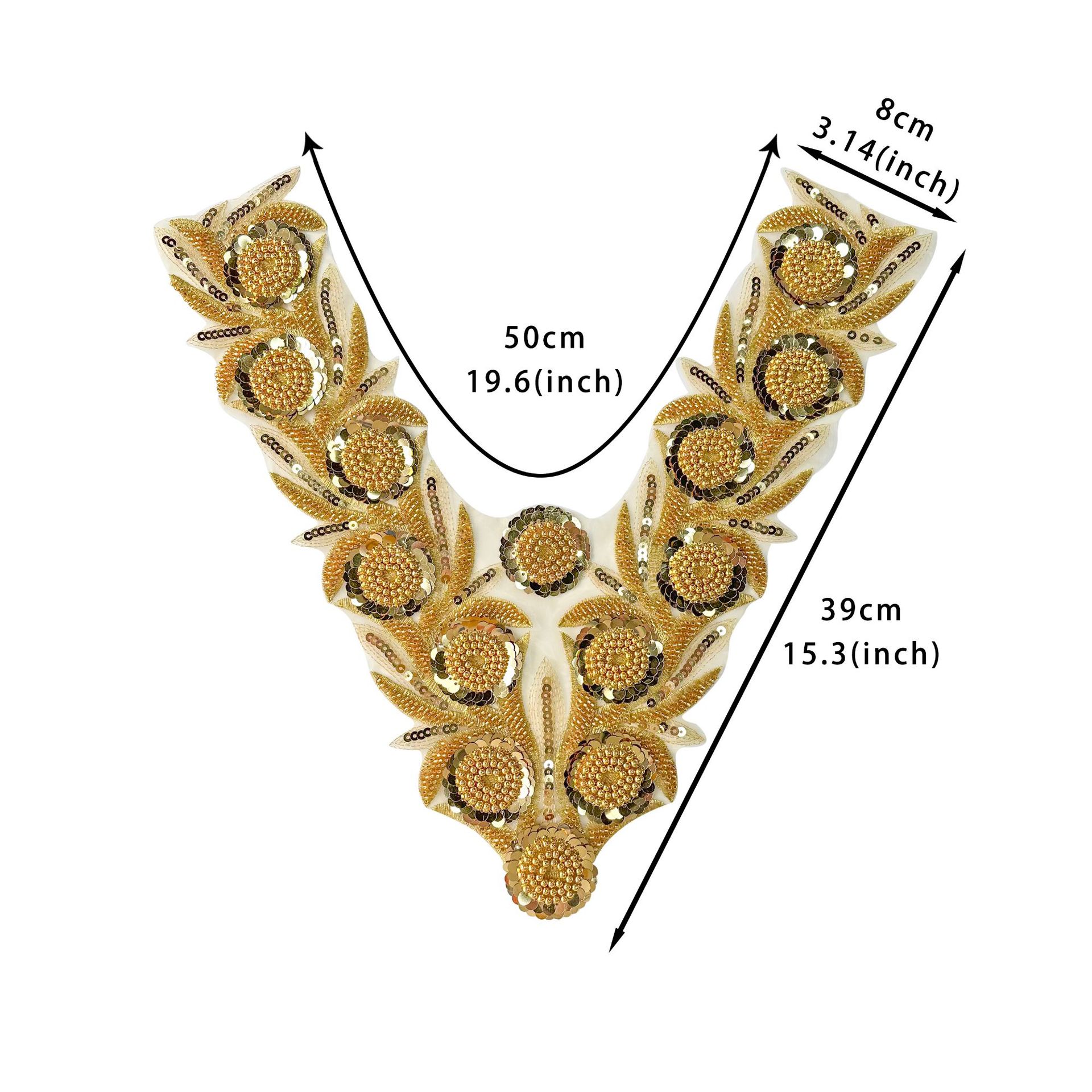 Nuevo punto de partida, bordado con cuentas, pegatinas de encaje, flores, vestido de novia con cuello en V, ropa de actuación, accesorios de cuello delantero para niños, encaje