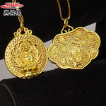 锌合金古法金电镀双面葫芦平安锁吊坠40mm镂空观音挂坠男女款坐佛