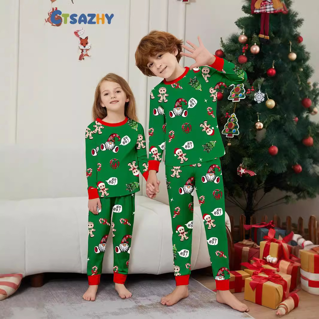Kerstmis Kerstman brief peperkoek man Kerstmis familie pak bedrukte homewear_voghion.com