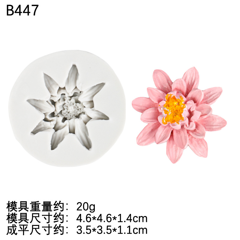 Lotus Lotus Little Chrysanthemum Flower Cluster Jabón Molde de silicona Calla Diy Decoración de pastel de fondant Molde de chocolate
