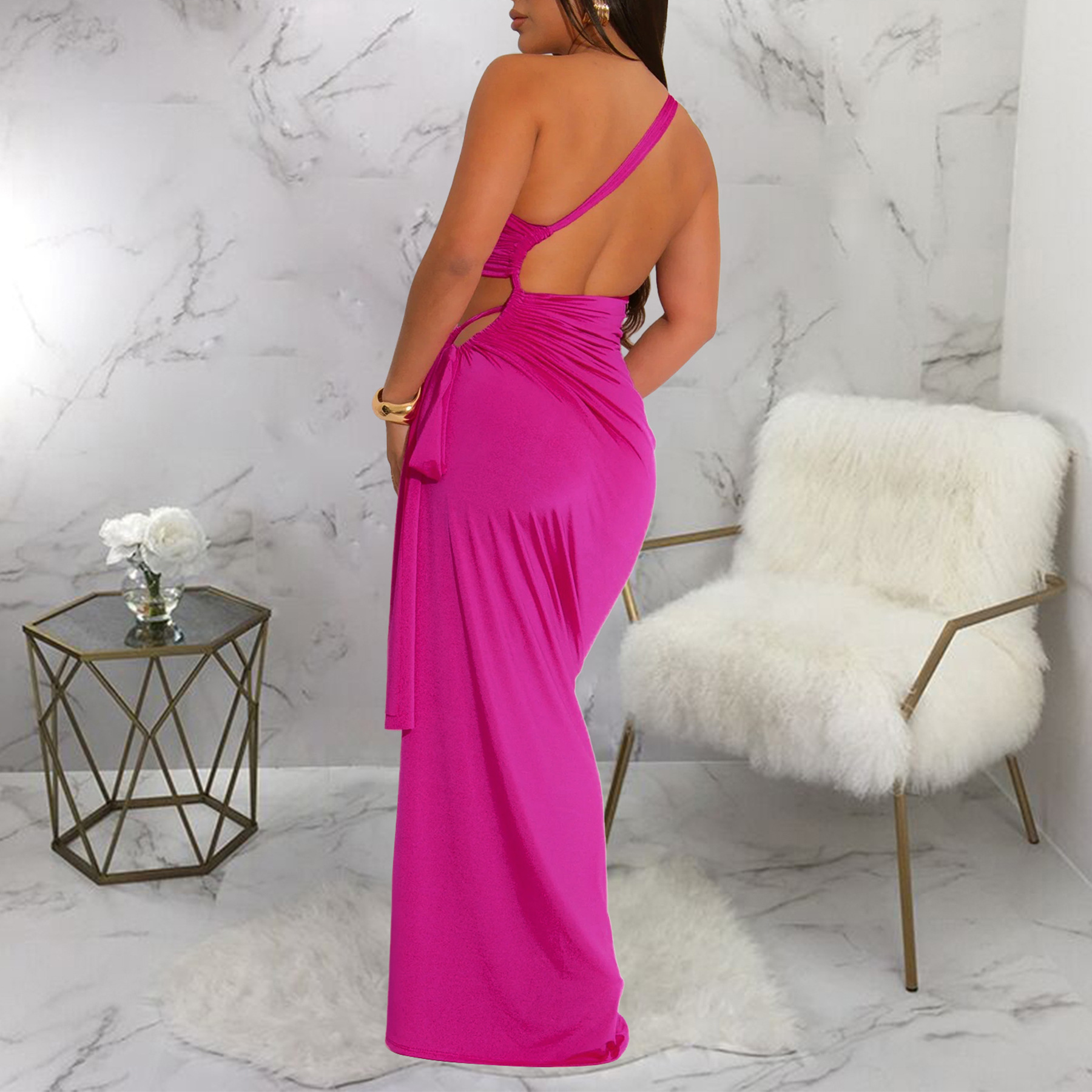 345g Weight Maxi Long Dress Dress Length Type Sleeveless Sleeve Length Sheath Dress Dresses Type Polyester Fabric Type High Waist Waist Line Banquet, Cocktail Party Occasion Strapless, Oblique collar Neckline Slim Fit Type Solid Color Pattern Summer Season Women's Gender Sexy, Streetwear Style Wholesale Women's Sexy Streetwear Solid Color Banquet Cocktail Party Strapless Oblique Collar Sleeveless Sheath Dress 35