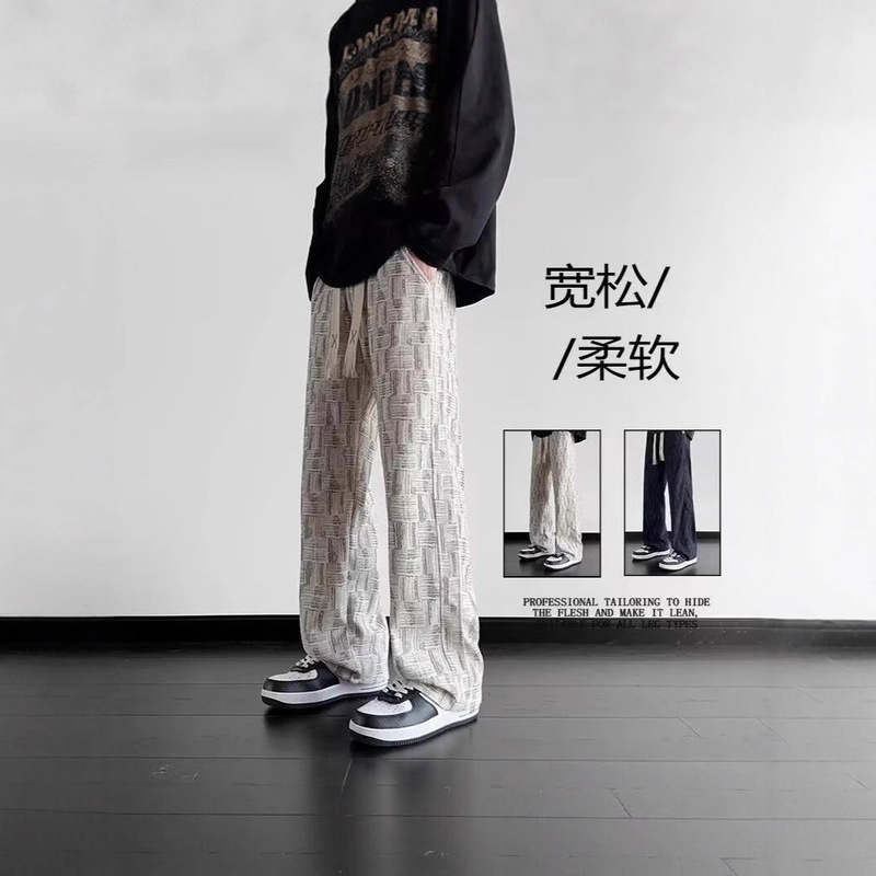 Woven Corduroy Straight Casual Pants Men Spring Autumn 2025 New Sports Sweatpants Trendy American Style Boxer Shorts