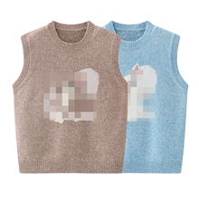 现货 2026春季新款女休闲时尚百搭卡通印花圆领针织衫马甲3K1EE41