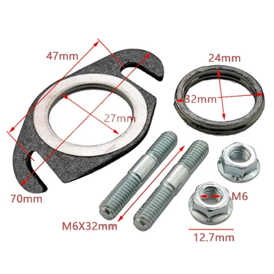 Suitable for Yamaha 2t 50Cc 2t Roller Exhaust Pipe Gasket Graphite Gasket Two-Stroke 50 Silencer Gasket Kit (Motorcycle engine and accessories) - as-shown-in-the-kit