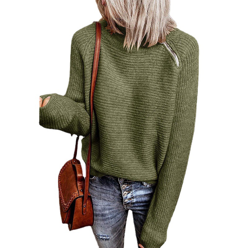 2024 Neuer, einfarbiger Strick-Hoodie mit Reißverschluss für Damen_voghion.com