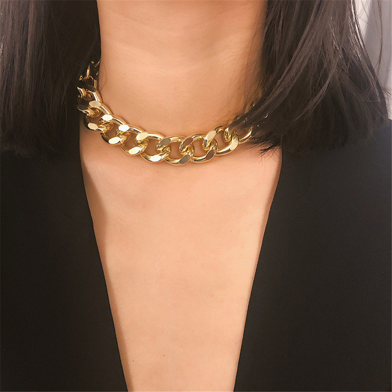 Europe and the United States cross-border jewelry fashion personality thick chain necklace retro punk neck chain men and women hip-hop clavicle chain