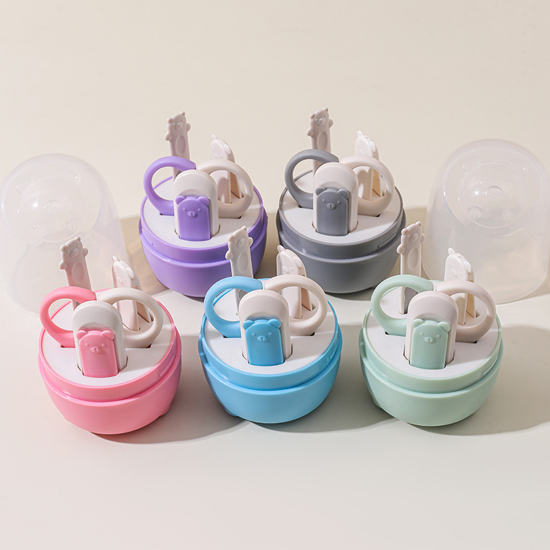 Set de Cortaúñas para Bebé de 4 Piezas de Plástico y Acero Inoxidable, para Cuidado de Bebés