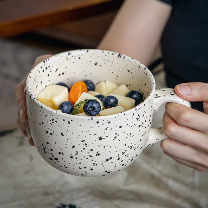 ins泼墨燕麦杯酸奶早餐杯大汤杯可微波炉陶瓷麦片杯碗跨境出口|undefined