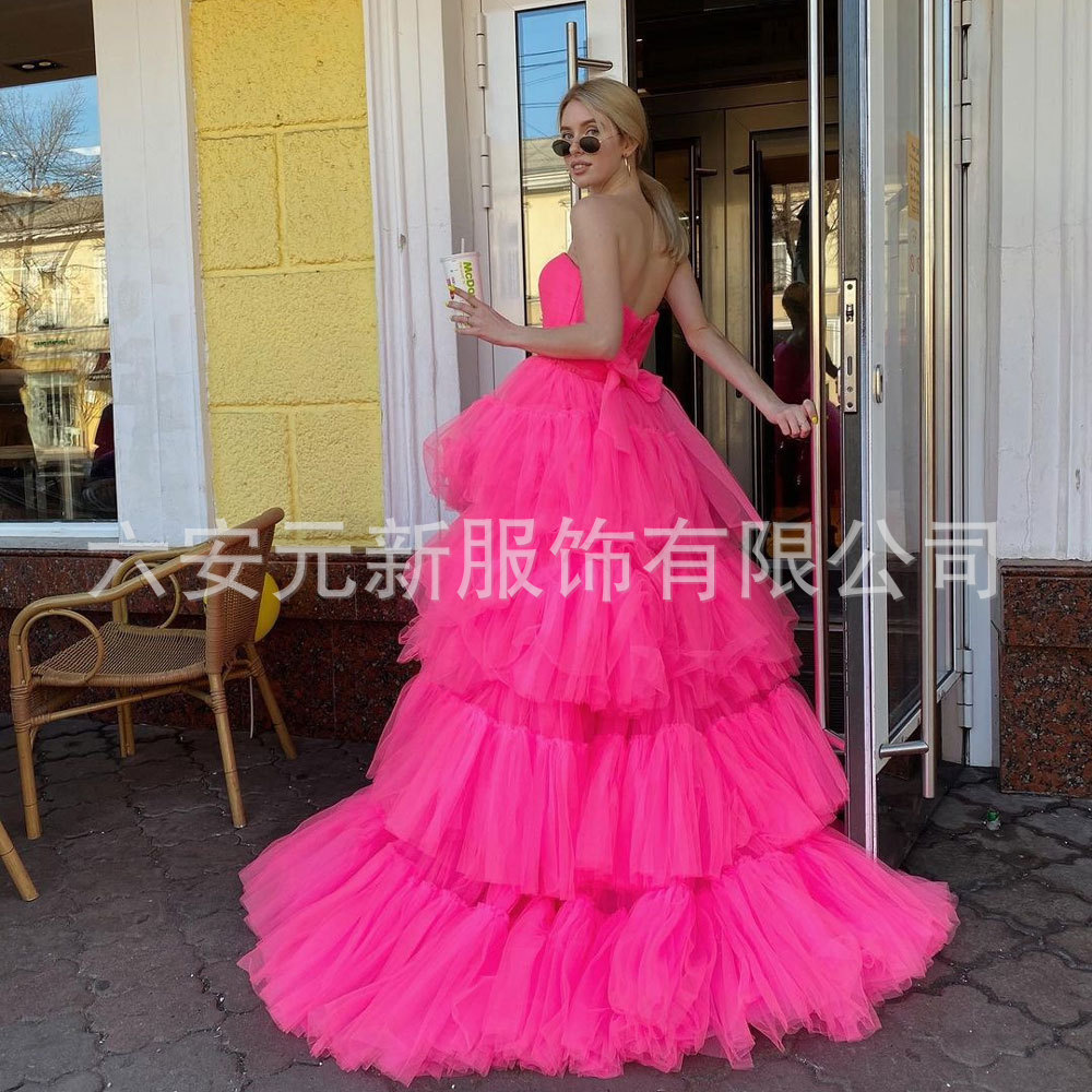 2023 europeo y americano Comercio exterior Amazon AliExpress deseo nuevo tubo superior falda de la torta boda bola del banquete vestido noche