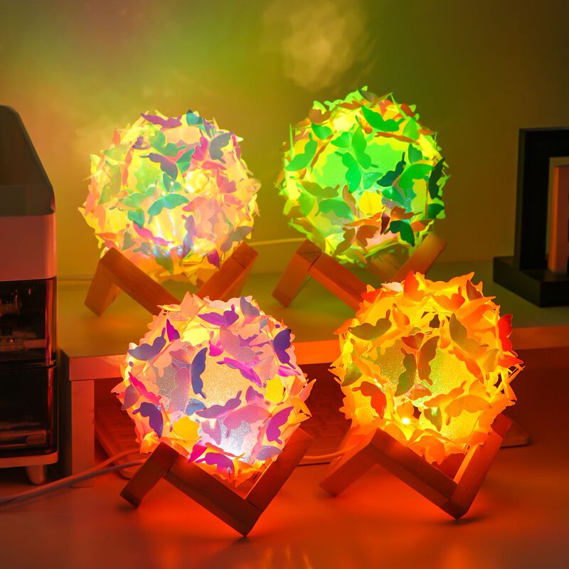 New Colorful Laser-Engraved Handmade DIY Butterfly Lantern Night Light Creative Holiday Decoration Ornament Children's Gift New Colorful Laser-Engraved Handmade DIY Butterfly Lantern Night Light Creative Holiday Decoration Ornament Children's Gift