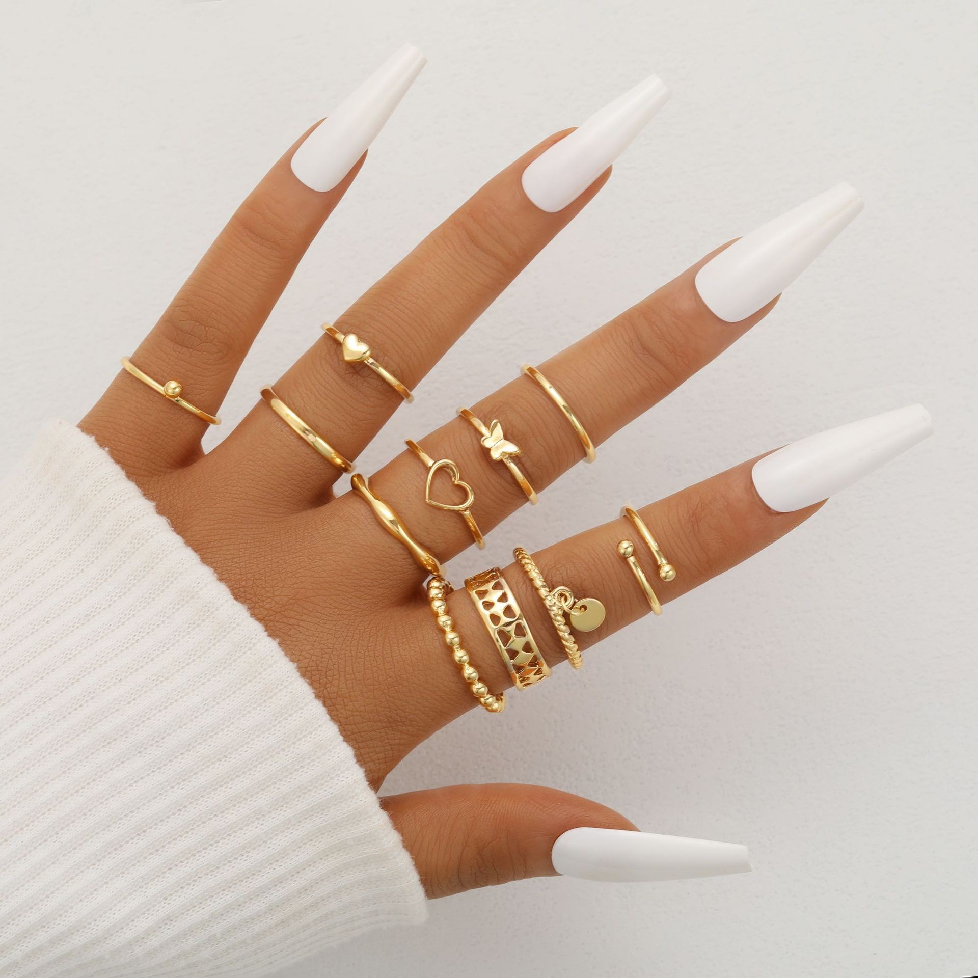 Guoxiu europeo y americano transfronterizo venta caliente mariposa amor abierto multi-conjunto anillo 22 piezas conjunto pulsera temperamento de la moda de las mujeres