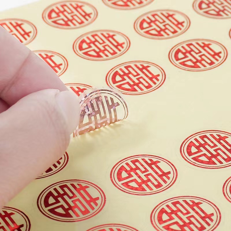 結婚式のハッピーワードステッカー、赤い封筒、砂糖箱のシール、小さなハッピーワード、接着剤付きミニエッグアップルカップステッカー|undefined