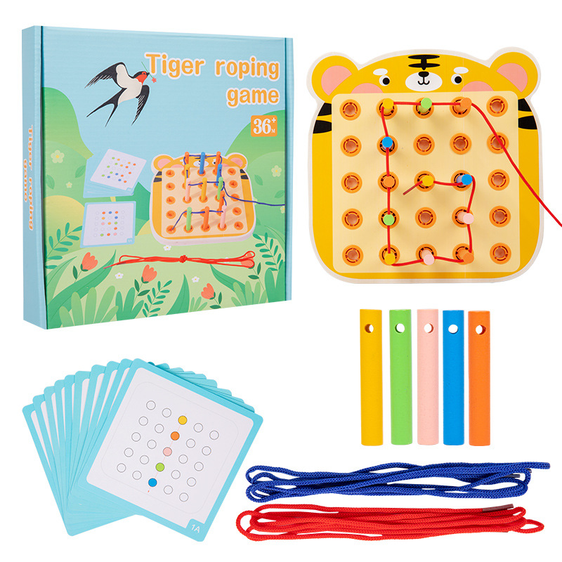 Tablero de roscado de animales, clase pequeña y media de jardín de infantes, material de área de rompecabezas, educación temprana, entrenamiento de movimiento fino, juguetes sensorial