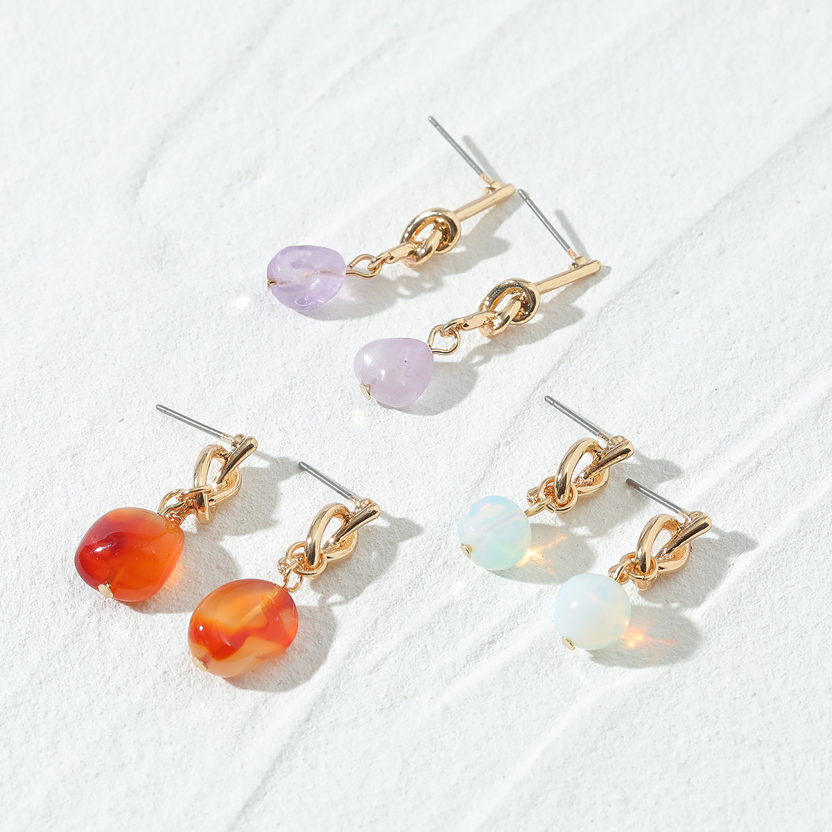European And American Fashion Jewelry Stone Earring Set Simple Cute Lady Earrings display picture 2