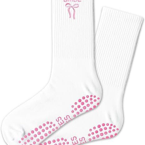International Custom Grip-Pilates Socks for Weddings, Pink Bow Crew Socks, Pilates Socks with Grip International Custom Grip-Pilates Socks for Weddings, Pink Bow Crew Socks, Pilates Socks with Grip