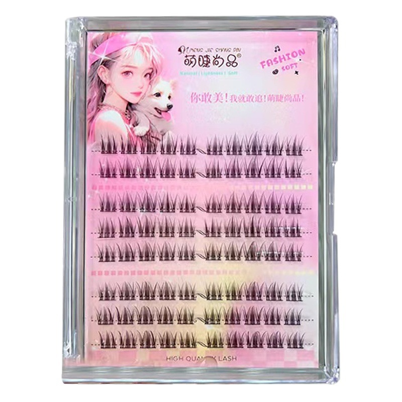 Pestañas lindas moda perezoso suave oreja conejo natural agua hervida blanca maquillaje pestañas postizas dibujos animados Barbie pestañas de un solo racimo
