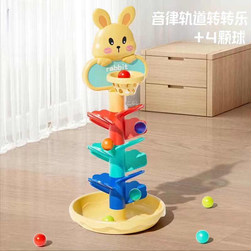 Niños plegable pista de tiro girar bebés rodando balón de tiro torre de planeo de educación temprana juguetes de agarre de pelota