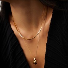 欧美ins风海螺风复古多层项链女18k铜镀真金小众百搭项饰批发高级