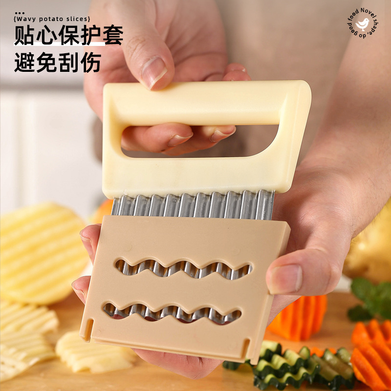 波型ナイフ ステンレス鋼 ウルフティース ポテトナイフ 波型ナイフ キッチン 家庭用野菜切断ツール ファンシーストリッパー|undefined