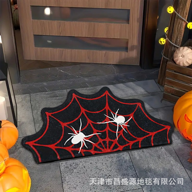 跨境异形万圣节仿羊绒地垫客厅卧室装饰垫卫浴吸水防滑易打理门垫|undefined