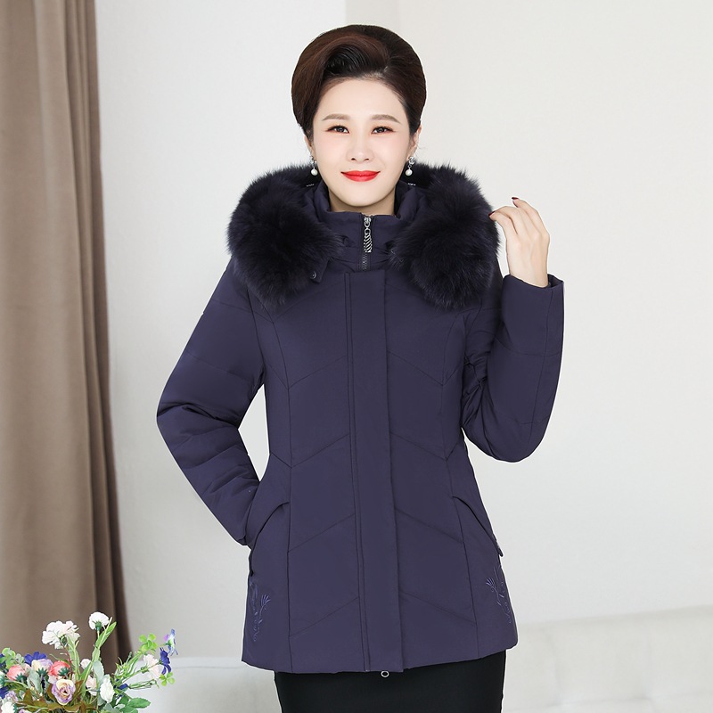 Madre invierno y otoño chaqueta de plumón chaqueta de algodón de cuello grueso nuevo algodón de moda casual de mediana edad
