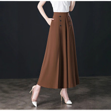 阔腿裤女2025夏季新款高腰宽松显瘦中年女裤九分裙裤休闲甩裤纯色