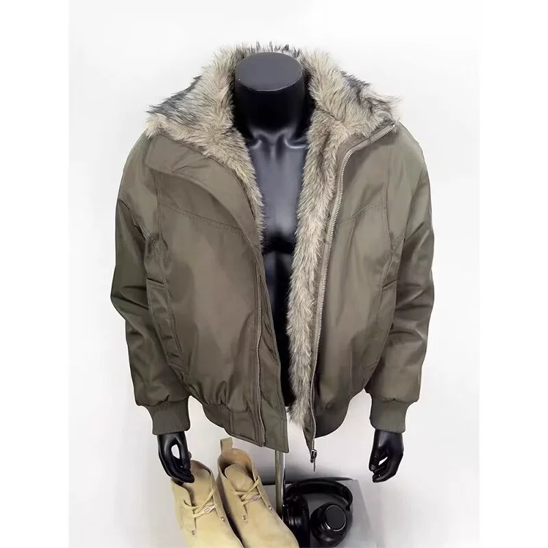 * Американская ретро деконструкция куртка зимой утолщенный теплый шерстяной воротник