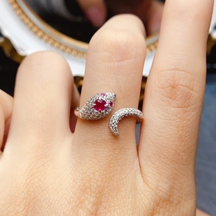New natural ruby ring S925 silver inlaid main stone 3*3mm Joker net red explosions women's jewelry wholesale