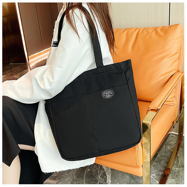 Title 14, Borsa a mano in tela stile preppy da donna, tin...