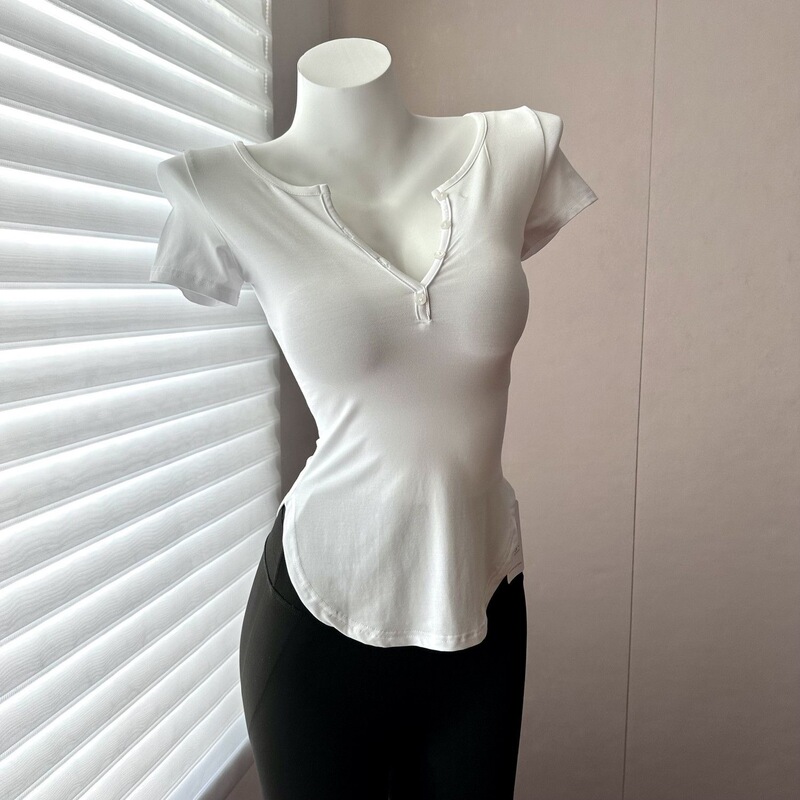 Pure Desire to Show Off Your Bust, Short-Sleeved T-Shirt for Women, V-Neck, Summer Thin Style, Slim Fit, Yoga, Sports, Fitness, Slimming Modal Top