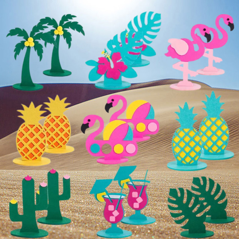 Amazon nuevo verano Flamingo piña cactus sintió decoración de la tabla kindergarten ventana habitación los niños diseño