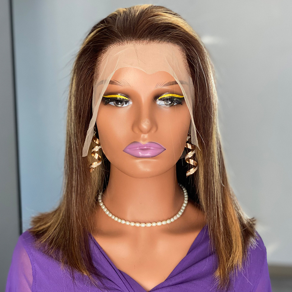180 Densidade Bob perucas Piano Cor Front Lace Cabelo Humano Headband_voghion.com