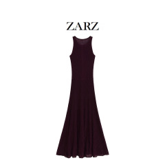 ZARZ 自家製ヨーロッパとアメリカンスタイルの新しい女性のスタイルの糸ニットノースリーブラウンドネックドレス 0014015