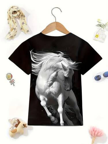Bestselling Ma Series 3D Digital Boys' Short-Sleeve T-Shirt for Summer Sports, Round Neck Top