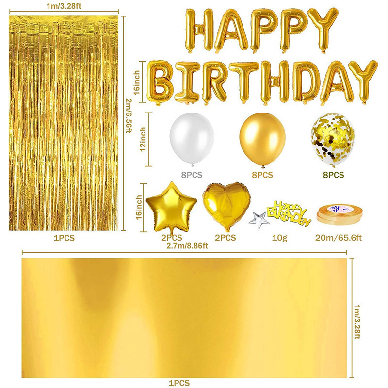 クロスボーダーローズゴールドバルーンセット誕生日パーティー装飾用品HAPPY BIRTHDAYパーティーレイアウト|undefined