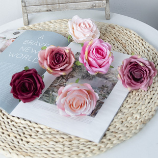 Foreign Trade Simulation Rose Head DIY Fake Flower Silk Wedding Wedding Wall Road Drottering Flower Titis Rose Head