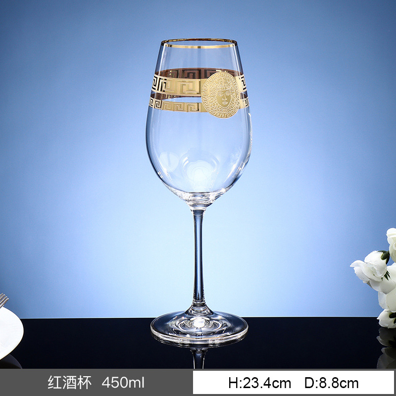 Tazas de vino de cristal sin plomo importadas de la República Checa, tazas de vino europeas caseras de lujo con vinos de oro
