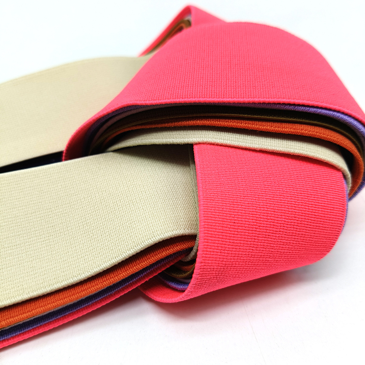 150 colores en stock 1.5-15cm color de nylon cifrado pantalones expuestos tiras de goma de alta elasticidad