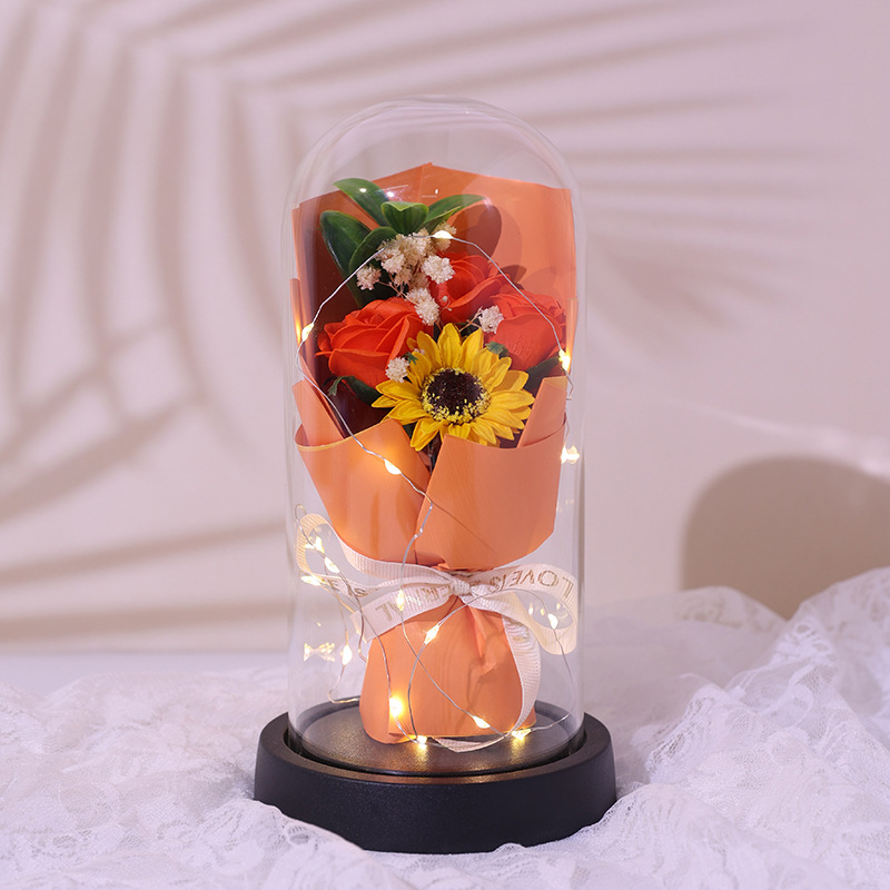 520 regalo de San Valentín copa de vidrio eterno flores secas rosas jabón flores para amigos y esposas adornos exquisitos