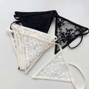 Ins-Style Japanese and Korean Fresh White and Black Cross-Border Triangular Lace Handmade Garland Banner Children's Room Decorations