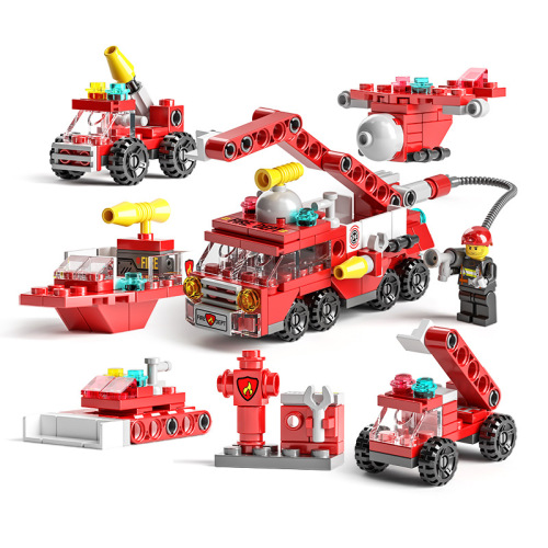 6 in 1 Bag Fire Truck Police Car Rescue Compatible Lego Toy Building Blocks for Children Boys Wholesale Assembly Puzzle