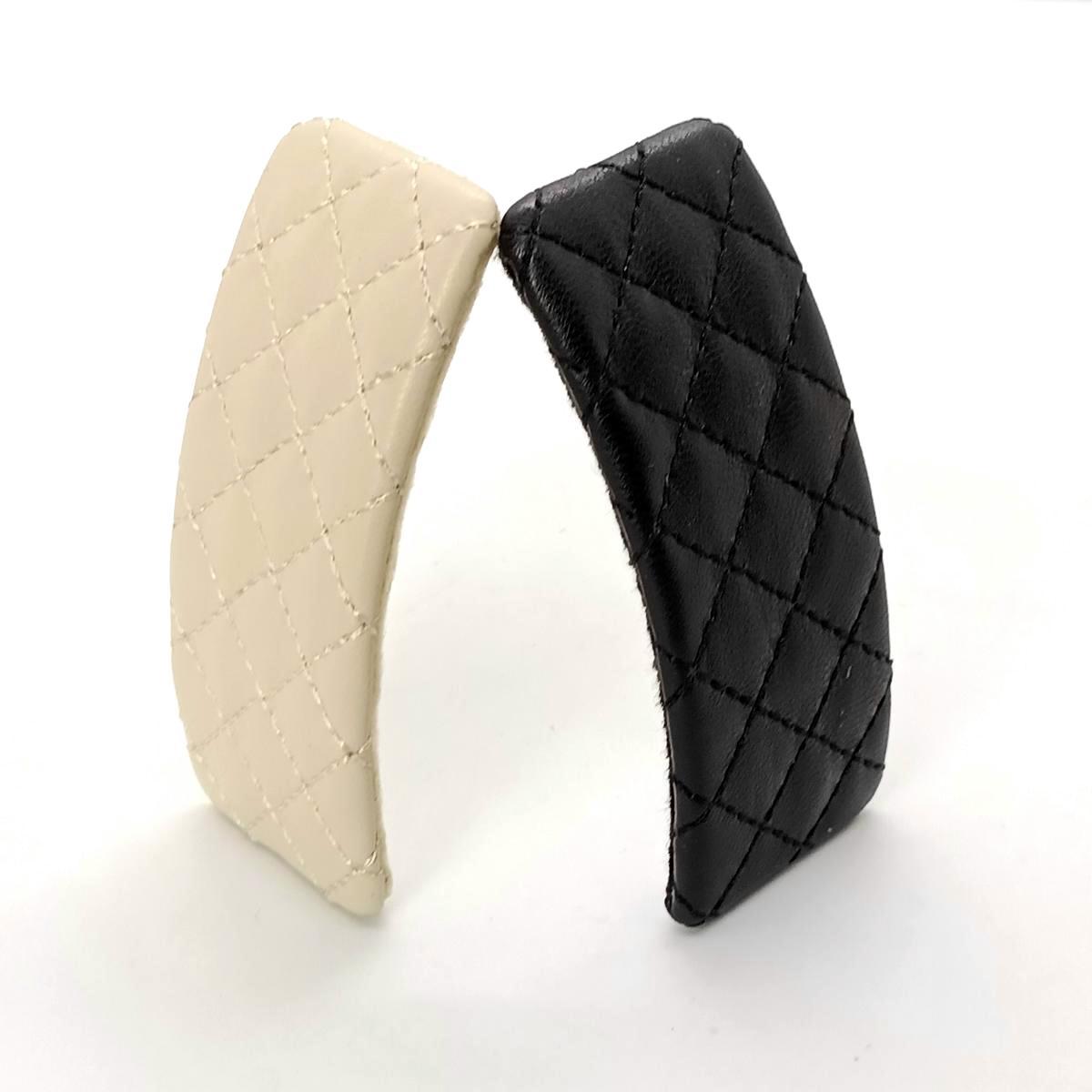 BA230702-9.1x3.8cm方格绣花PU皮发夹-IM