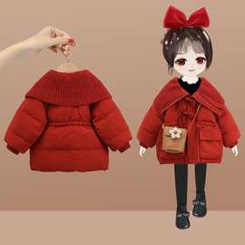 女童棉服冬装新款女宝宝加厚保暖红色外套中小童冬季洋气外套